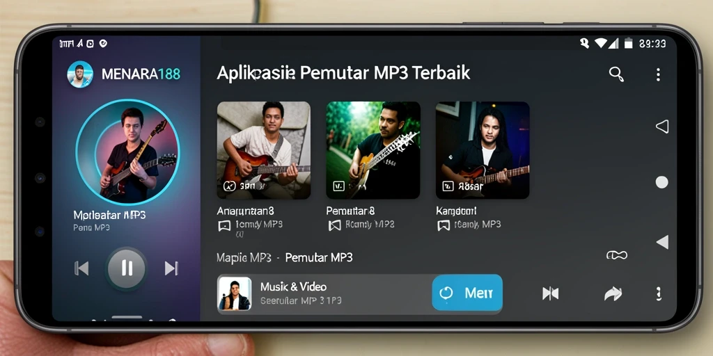 Tampilan antarmuka MENARA188 saat memutar lagu dengan fitur lirik.