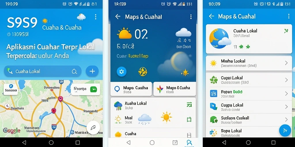 Antarmuka aplikasi S9S9 menampilkan informasi cuaca lokal secara jelas.